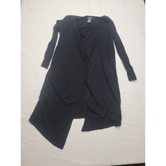 Chelsea & Theodore Womens Open Front Cardigan Sweater Long Size L Black Pockets! - Picture 1 of 16